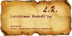 Leichtman Radvány névjegykártya